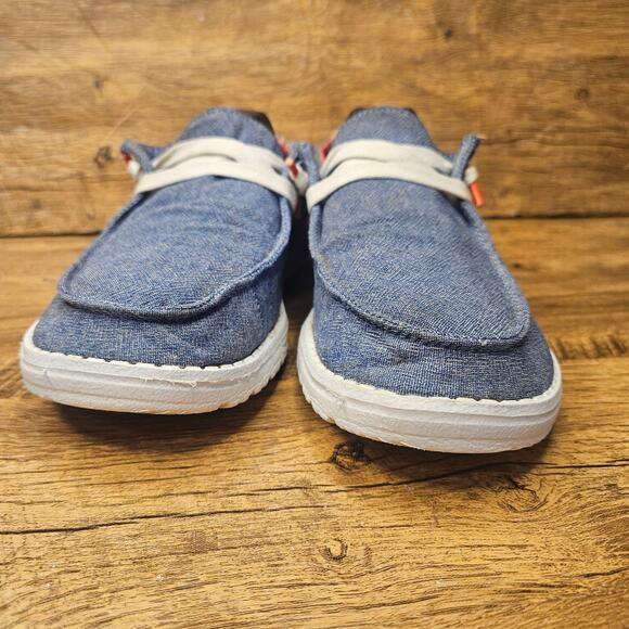 Hey Dude Wendy Playa Fiesta Limon blue denim slip on loafer shoe size 7 womens - Picture 3 of 10